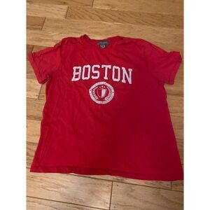 Primark, women's red Boston short sleeve slight cropped t-shirt size small